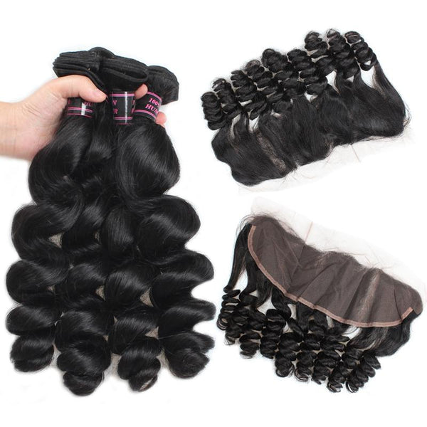 Easy Hair 8A Brazilian Loose Wave Virgin Hair 3 Bundles With 13x4 Frontal Lace Closure - Easy Hair