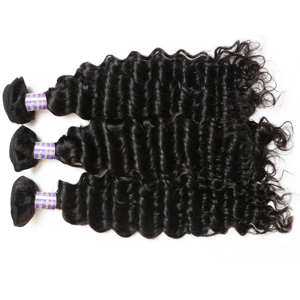 Easy Hair 10A Peruvian Deep Wave Virgin Hair 3 Bundles With 13x4 Lace Frontal - Easy Hair