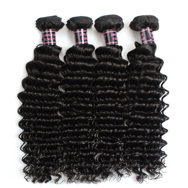 Easy Hair Indian Deep Wave Virgin Hair Deep Wave Human Hair 4 Bundles - Easy Hair