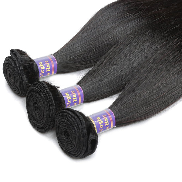 Easy Hair Unprocessed 10A Brazilian Silky Straight Human Hair 3 Bundles With Lace Closure - Easy Hair