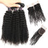 Easy Hair Natural Indian Curly Hair Extensions 3pcs With Lace Closure - Easy Hair