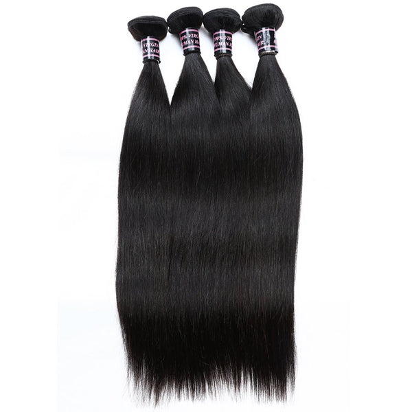 Easy Hair Virgin Indian Straight Hair 4 Bundles Human Hair Extensions - Easy Hair
