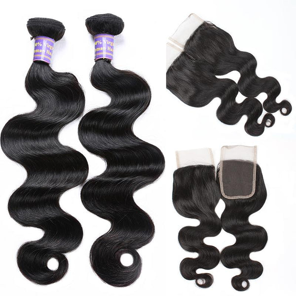 Easy Hair 10A Brazilian Body Wave Hair 4 Bundles With Lace Closure - Easy Hair