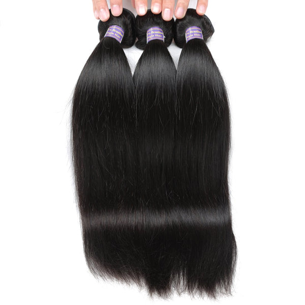 Easy Hair Unprocessed 10A Brazilian Silky Straight Human Hair 3 Bundles With Lace Closure - Easy Hair