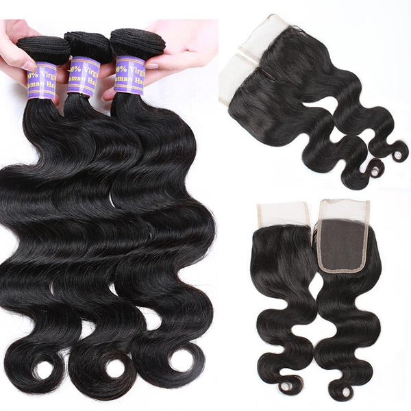 Easy Hair 10A Unprocessed Malaysian Body Wave Human Hair 3 Bundles With Lace Closure - Easy Hair