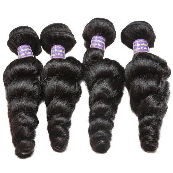 Easy Hair 10A Hair Peruvian Loose Wave Virgin Hair 4 Bundles with 13x4 Lace Frontal - Easy Hair