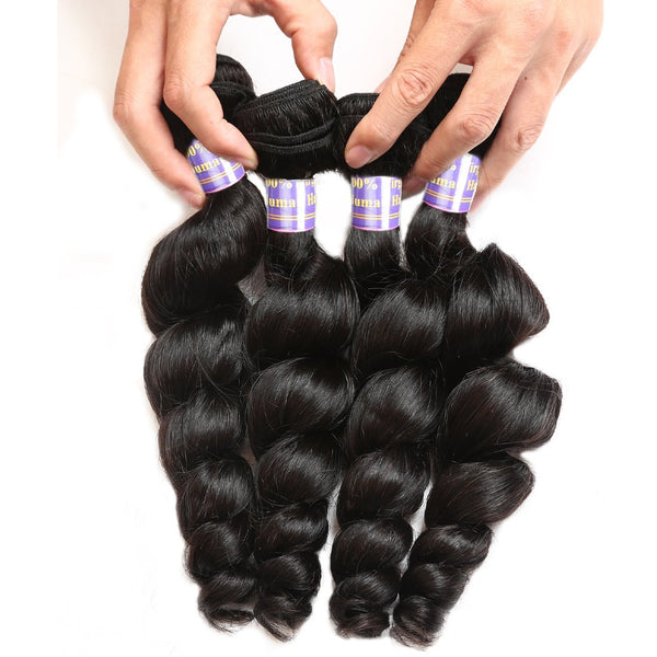 Easy Hair 10A Hair Peruvian Loose Wave Virgin Hair 4 Bundles with 13x4 Lace Frontal - Easy Hair