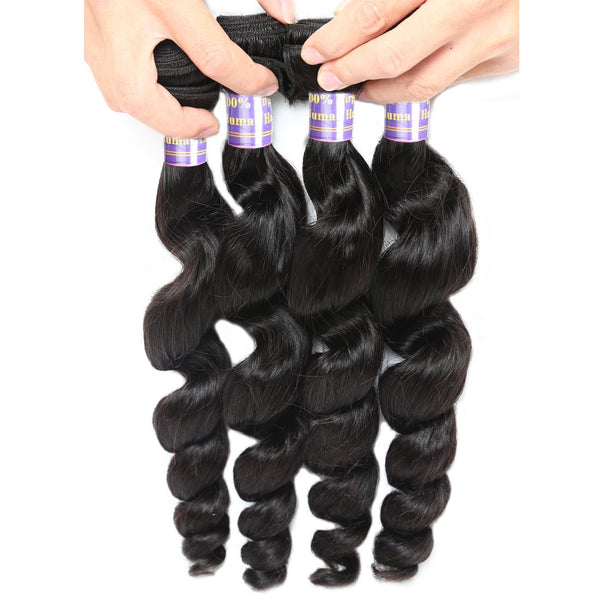 Easy Hair 10A Brazilian Virgin Human Hair Loose Wave 4 Bundles With Closure - Easy Hair