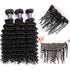Easy Hair 10A Malaysian Deep Wave Hair 4 Bundles With Lace Frontal Closure Natural Color - Easy Hair