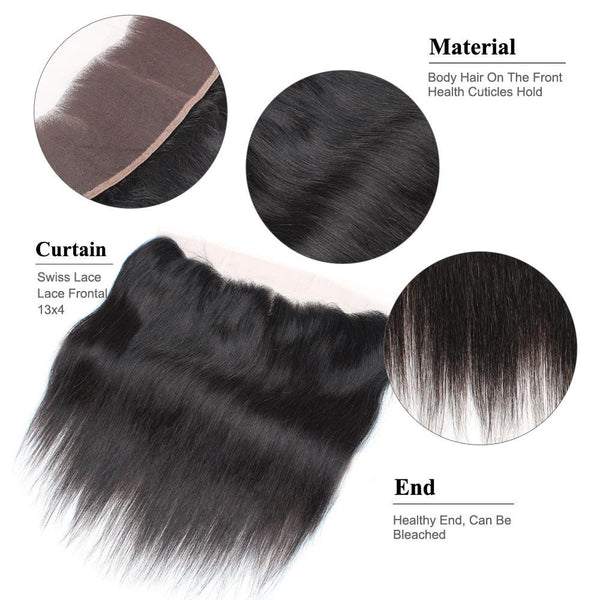 Easy Hair Peruvian Virgin Hair Straight Lace Frontal 13x4 Ear To Ear Closure - Easy Hair