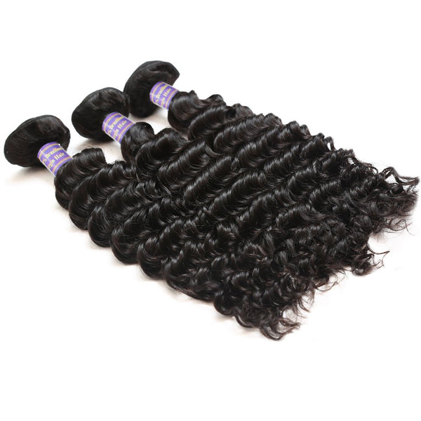 Easy Hair 10A Peruvian Deep Wave Virgin Hair 3 Bundles With 13x4 Lace Frontal - Easy Hair