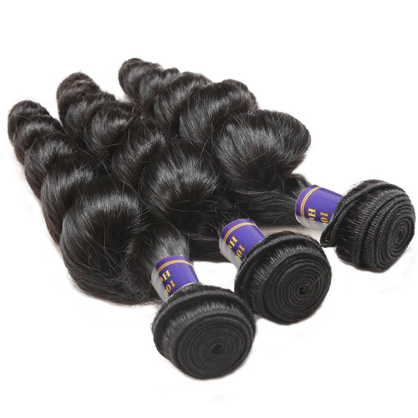 Easy Hair 10A Brazilian Loose Wave Virgin Hair 3 Bundles With 13x4 Lace Frontal - Easy Hair