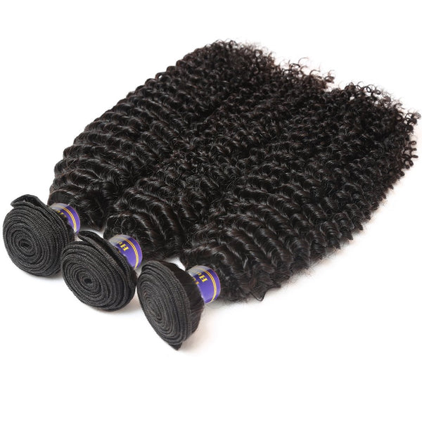 Easy Hair 10A Malaysian Curly Wave Virgin Hair 3 Bundles With 13x4 Lace Frontal - Easy Hair