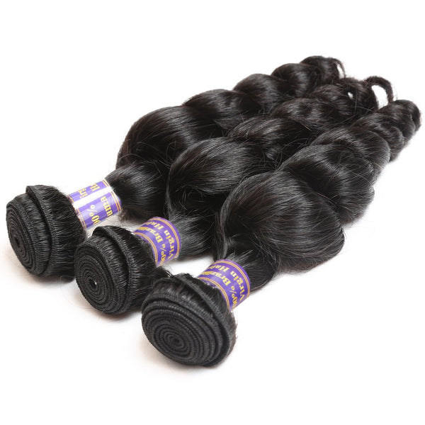 Easy Hair 10A Brazilian Loose Wave Virgin Hair 3 Bundles With 13x4 Lace Frontal - Easy Hair