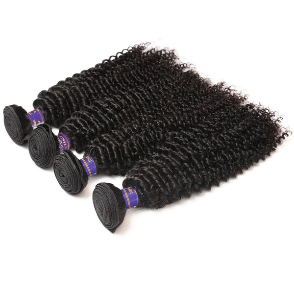 Easy Hair 10A Indian kinky Curly Virgin Human Hair 4 Bundles With 13*4 Lace Frontal Closure - Easy Hair