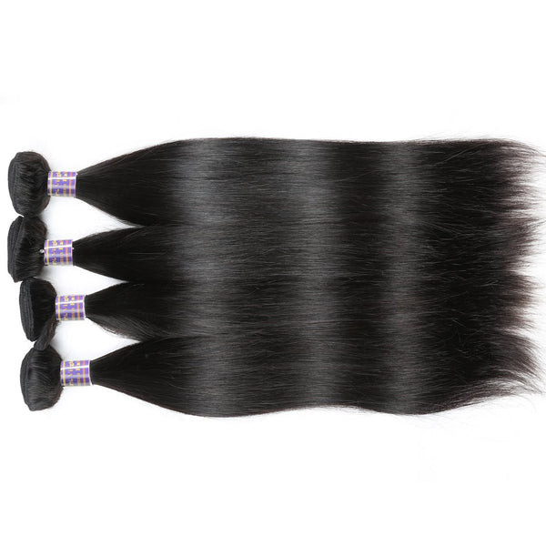 Easy Hair 10A Peruvian Straight Virgin Hair 4 Bundles with 13x4 Lace Frontal - Easy Hair