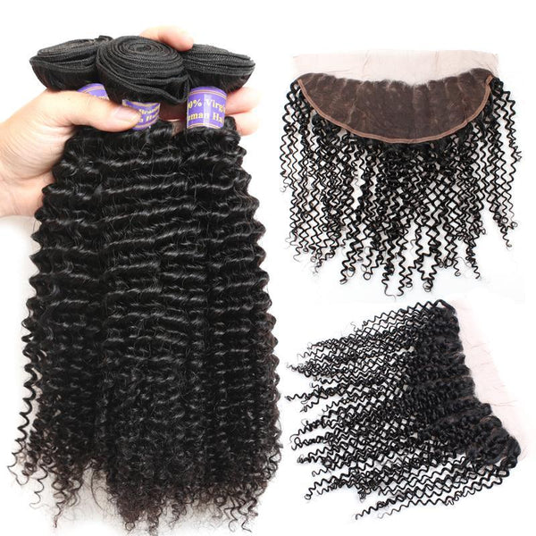 Easy Hair 10A Brazilian Curly Virgin Hair 3 Bundles With Lace Frontals Closure - Easy Hair