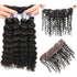 Easy Hair 10A Indian Deep Wave Hair 4 Bundles With Lace Frontal Closure Natural Color - Easy Hair