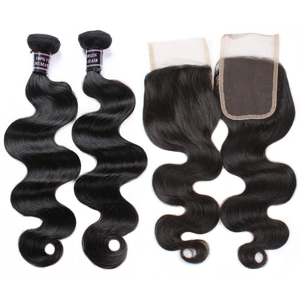 Easy Hair Peruvian Body Wave Human Hair Weave 4 Bundles With Lace Closure - Easy Hair