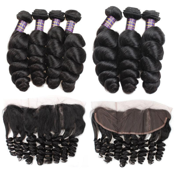 Easy Hair 10A Malaysian Loose Wave Virgin Hair 3 Bundles With 13x4 Lace Frontal - Easy Hair