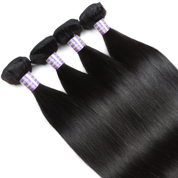 Easy Hair 10A Malaysian Straight Human Hair 4 Bundles With 13x4 Lace Frontal Closure - Easy Hair