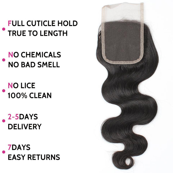 Easy Hair 10A Peruvian Virgin Hair Body Wave 4 Bundles With Closure Unprocessed Human Hair Bundles - Easy Hair