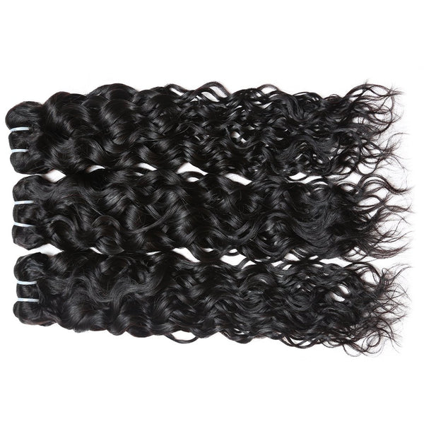 Easy Hair Malaysian Virgin Human Hair Water Wave Hair 3 Bundles With Lace Closure - Easy Hair