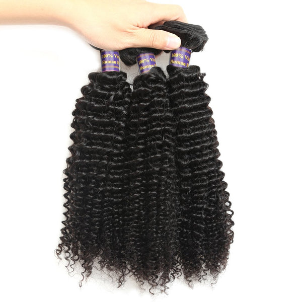Easy Hair 10A Unprocessed Indian Kinky Curly Human Hair 3 Bundles With Lace Closure - Easy Hair