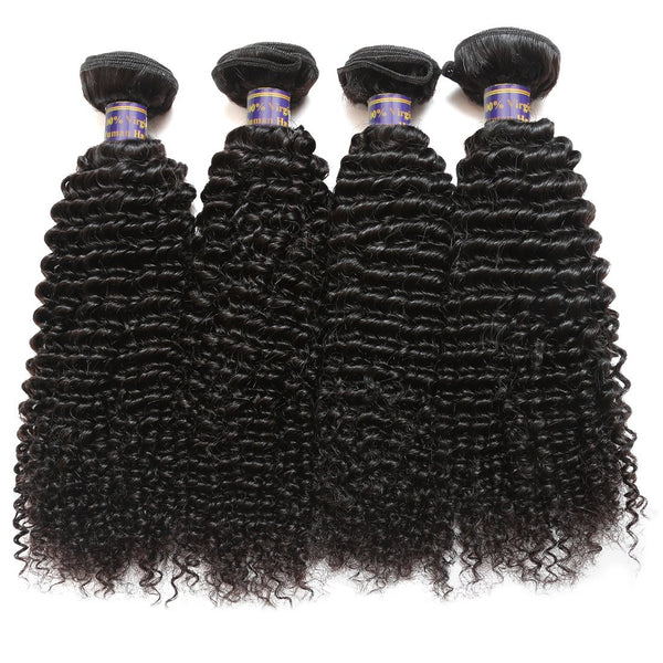 Easy Hair 10A Grade Brazilian Virgin Human Hair Kinky Curly 4 Bundles With Lace Closure - Easy Hair