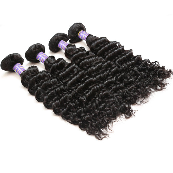 Easy Hair 10A High Quality Human Hair Malaysian Deep Wave Hair Extension Wave Bundles 4pcs/lot - Easy Hair