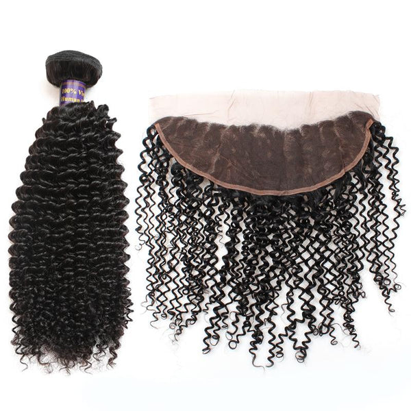 Easy Hair 10A Indian Virgin Curly Hair Weave 3 Bundles With 13x4 Lace Frontal - Easy Hair