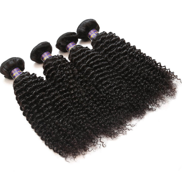 Easy Hair 10A Indian kinky Curly Virgin Human Hair 4 Bundles With 13*4 Lace Frontal Closure - Easy Hair
