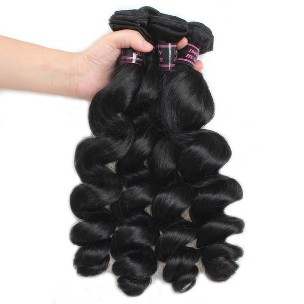 Easy Hair Brazilian Virgin Hair Loose Wave Hair Weave Bundles 4pcs/Lot - Easy Hair