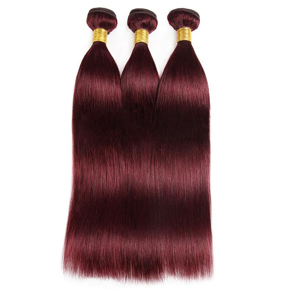 Easy Hair Burgundy Ombre 99J Dark Wine Red Straight Hair Indian Human Hair 3 Bundles - Easy Hair