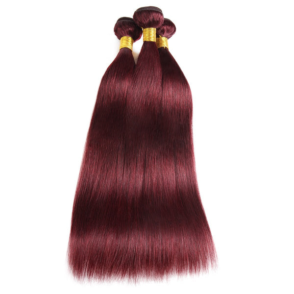 Easy Hair Burgundy Ombre 99J Dark Wine Red Straight Hair Indian Human Hair 3 Bundles - Easy Hair