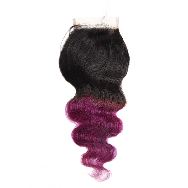 Easy Hair Indian T1B/BUG Ombre Body Wave Virgin Human Hair Extensions 3 Bundles With 4x4 Lace Closure - Easy Hair