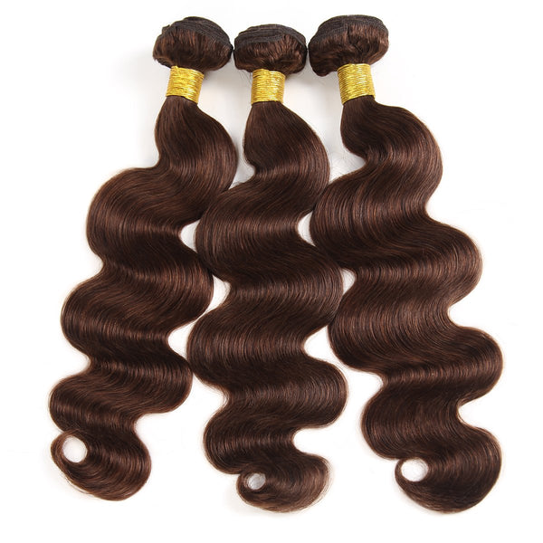 Easy Hair Body Wave Virgin Malaysian Human Hair 3 Bundles Ombre 4# Human Hair Weave 300g - Easy Hair