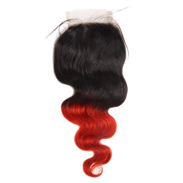 Easy Hair Indian T1B/39J Ombre Body Wave Virgin Human Hair Extensions 3 Bundles With 4x4 Lace Closure - Easy Hair