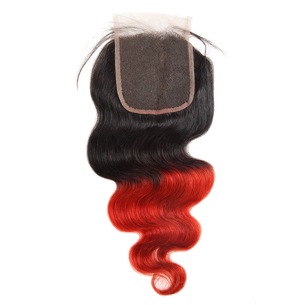 Easy Hair Indian T1B/39J Ombre Body Wave Virgin Human Hair Extensions 3 Bundles With 4x4 Lace Closure - Easy Hair