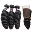 Easy Hair Brazilian Loose Wave Virgin Hair Weave 3 Bundles With Lace Closure - Easy Hair