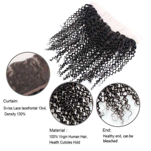 Easy Hair 10A Indian kinky Curly Virgin Human Hair 4 Bundles With 13*4 Lace Frontal Closure - Easy Hair