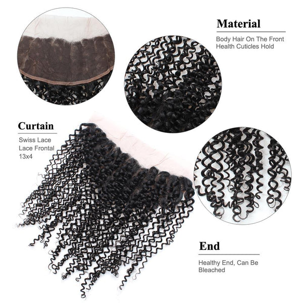 Easy Hair Peruvian Curly Virgin Human Hair 13X4 Lace Frontal Closure 1pc/lot - Easy Hair