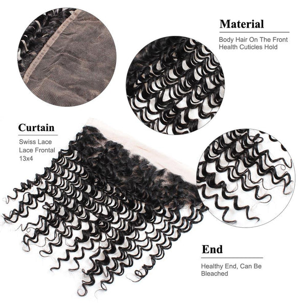Easy Hair Brazilian Lace Frontal Deep Wave Closure 13x4 Ear To Ear Lace Frontal - Easy Hair