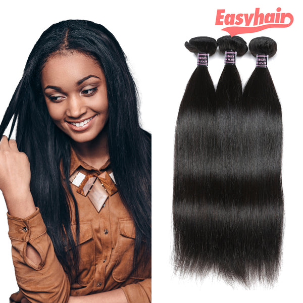 Easy Hair Brazilian Virgin Straight Hair 3 Bundles Unprocessed Human Hair Weave - Easy Hair