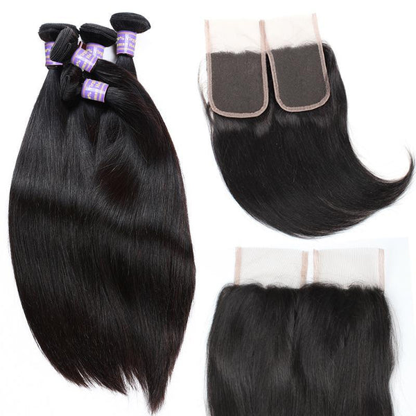 Easy Hair 10A Grade High Quality Malaysian Virgin Hair Straight 4 Bundles With Lace Closure - Easy Hair