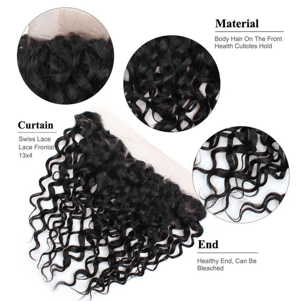 Easy Hair Water Wave Lace Frontal Indian Virgin Hair Water Wave 13x4 Ear To Ear Lace Frontal - Easy Hair