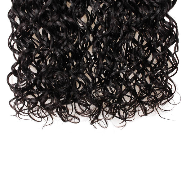 Easy Hair 10A Virign Indian Water Wave Hair 4 Bundles With Lace Closure Natural Black - Easy Hair